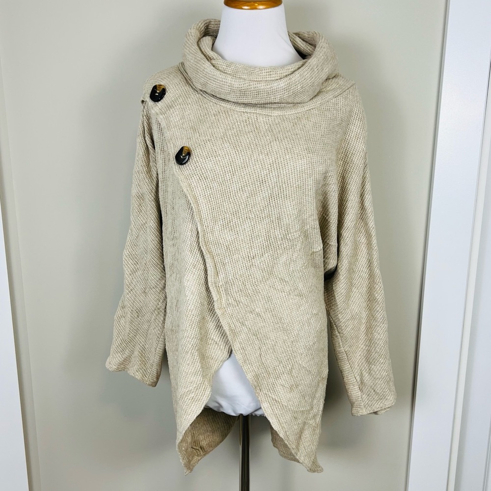 Joseph Ribkoff Cream Asymmetrical Cowl Neck Sweater